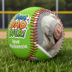 3 Photo and Text Personalized Best Dad Ever Softball