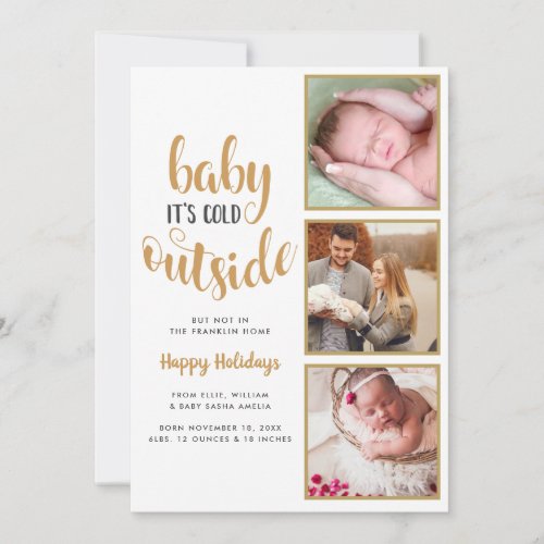 3 Photo Baby Its Cold Outside Birth Announcement