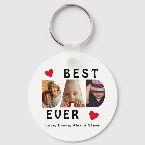 3 Photo Best Dad Ever Collage Personalized  Keychain