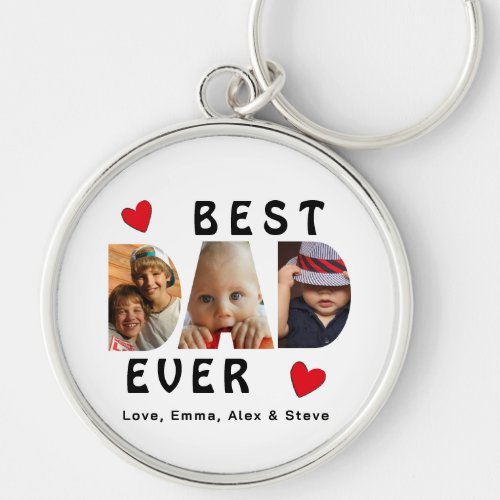 3 Photo Best Dad Ever Cute Collage Personalized Keychain
