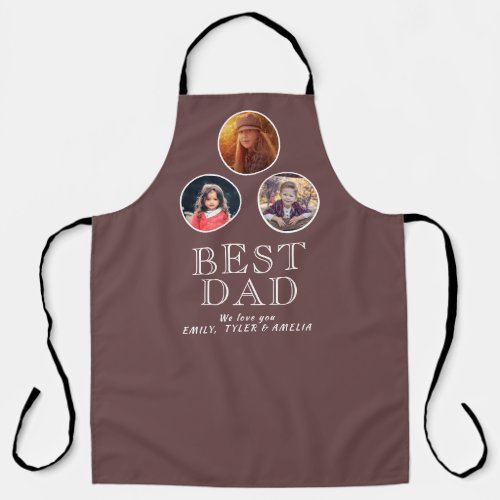 3 Photo Best Dad Typography Fathers Day  Apron