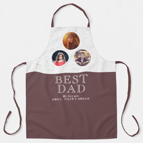3 Photo Best Dad Typography Fathers Day Apron
