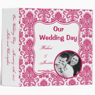 3" Photo Binder Scrapbook Fusia White Damask Lace