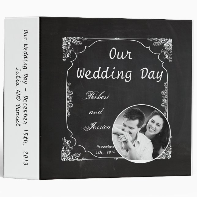 3" Photo Binder Scrapbook Modern Chalkboard Vintag (Front/Spine)