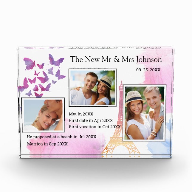 3 Photo Bride & Groom Love Story Journey Keepsake (Front)
