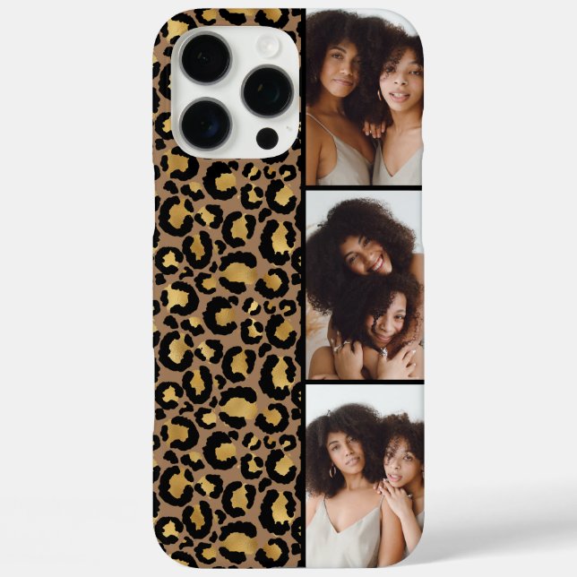 3 Photo Brown And Gold Leopard Print Case-Mate iPhone Case (Back)