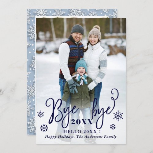 3 Photo Bye Year Merry Christmas Greeting Holiday Card