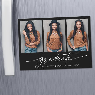 3 Photo Calligraphy Ink Graduation Magnet Card