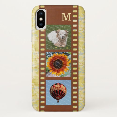 3 Photo Camera Filmstrip Old Map and Monogram iPhone X Case
