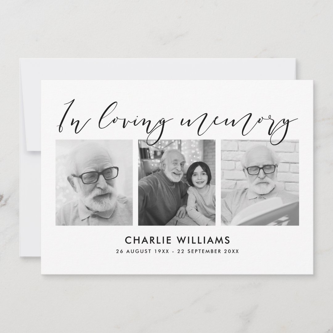 3-Photo Celebration of Life/Funeral/Bereavement Thank You Card | Zazzle