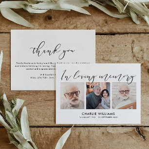 3-Photo Celebration of Life/Funeral/Bereavement Thank You Card
