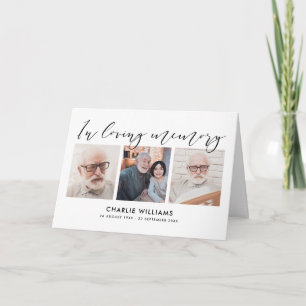 3-Photo Celebration of Life/Funeral/Sympathy Thank You Card