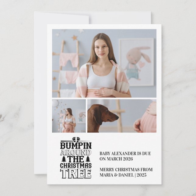 3 Photo Christmas Tree Pregnancy Announcement (Front)