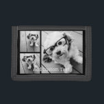 3 Photo Collage 2 Lines of Text -- CAN Edit Black Trifold Wallet<br><div class="desc">A fun way to capture memories and share them with friends. Add 3 photos and your favorite caption to make a cool gift for friends.</div>