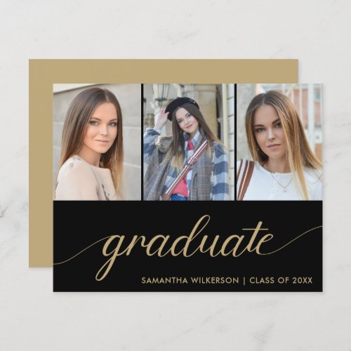 3 Photo Collage Add Your Name  Year Graduation Announcement
