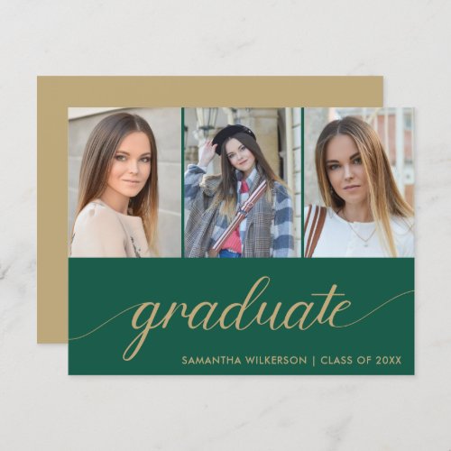 3 Photo Collage Add Your Name  Year Graduation  Announcement
