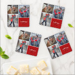3 Photo Collage and Custom Monogram Coaster Set<br><div class="desc">Create a special personalized gift using photos of your wedding, travel, grandkids, pets, or other fun memories printed onto a set of four acrylic coasters. Choose from round or square shaped coasters. This set features a photo collage design with 3 pictures and your monogram name, initial and established date. Use...</div>