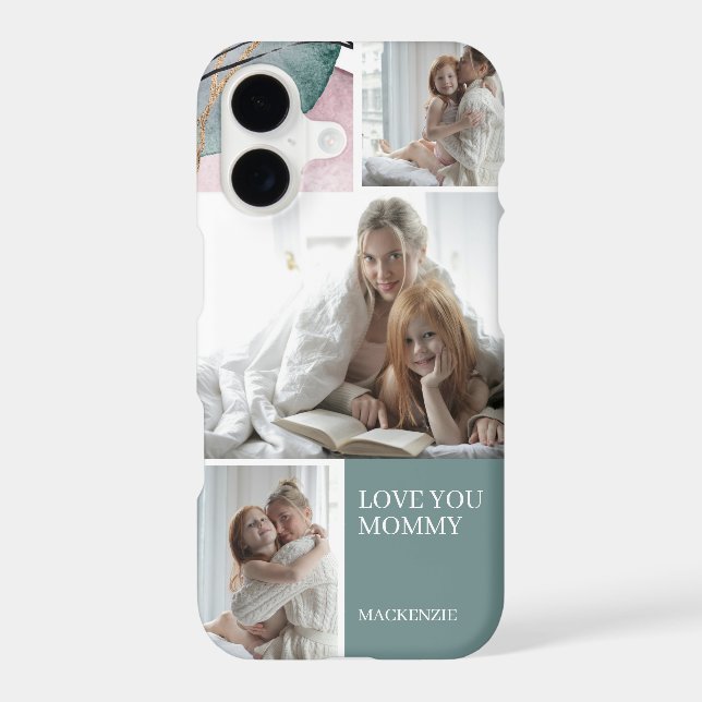  3 Photo Collage and Text Personalized iPhone Case (Back)