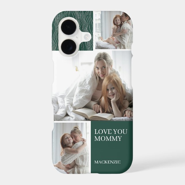  3 Photo Collage and Text Personalized iPhone Case (Back)