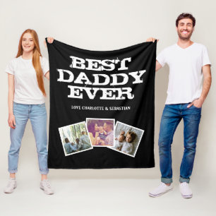 3 Photo Collage Best Daddy Ever Personalized Fleece Blanket