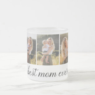 3 Photo Collage Best Mom Ever Frosted Glass Coffee Mug