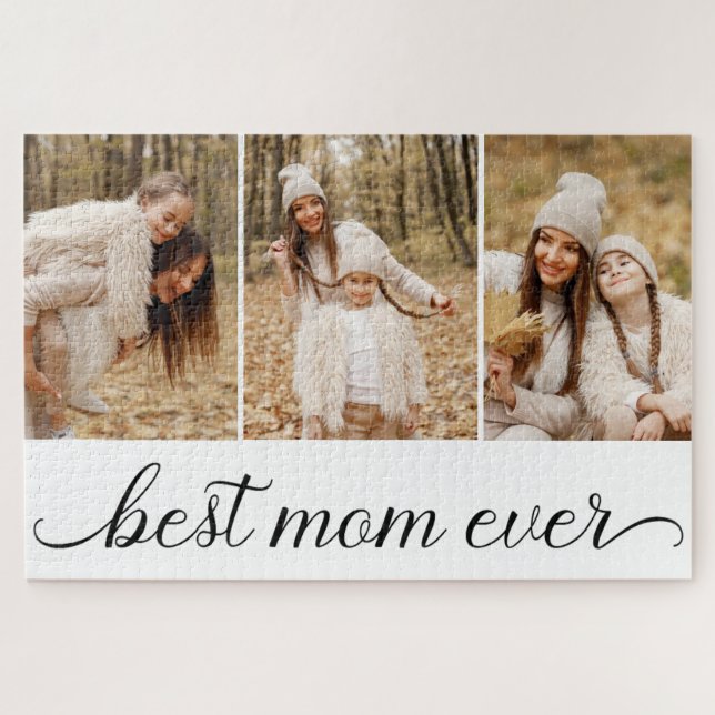 3 Photo Collage Best Mom Ever  Jigsaw Puzzle (Horizontal)