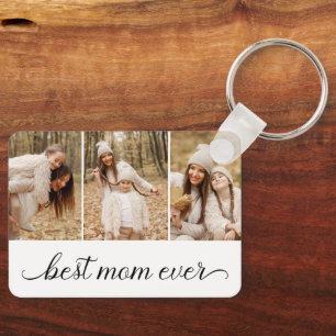 3 Photo Collage Best Mom Ever Keychain