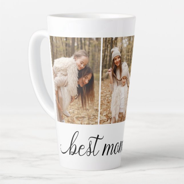 3 Photo Collage Best Mom Ever Latte Mug (Left Angle)