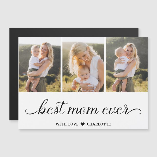 3 Photo Collage Best Mom Ever Magnetic Card (Front/Back)