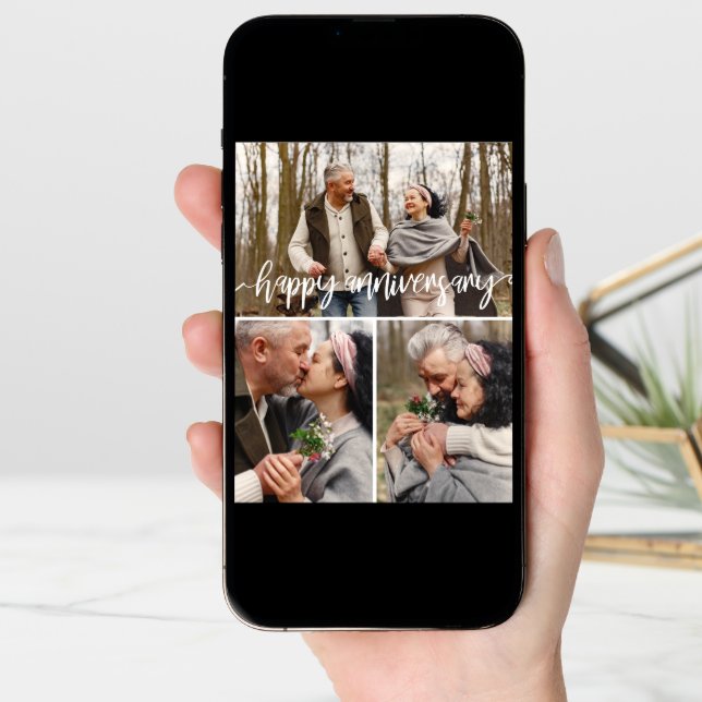 3 Photo Collage Brush Script Happy Anniversary (Front Digital)