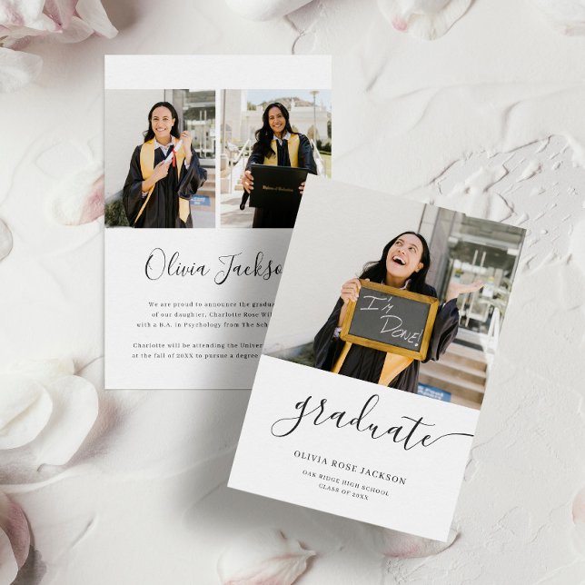 3 Photo Collage Casual Budget Graduation Announcement (Creator Uploaded)