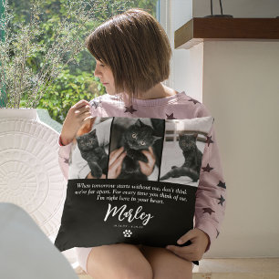 3 Photo Collage Cat Pet Loss Memorial Throw Pillow