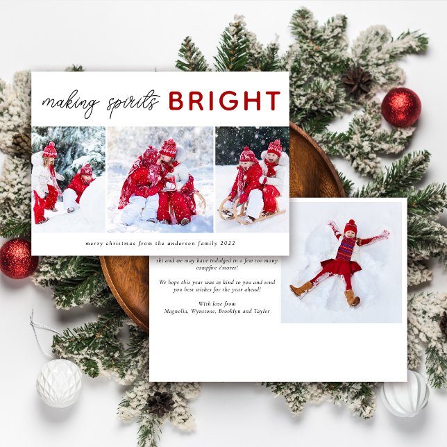 3 Photo Collage Christmas Card Spirits Bright (Creator Uploaded)