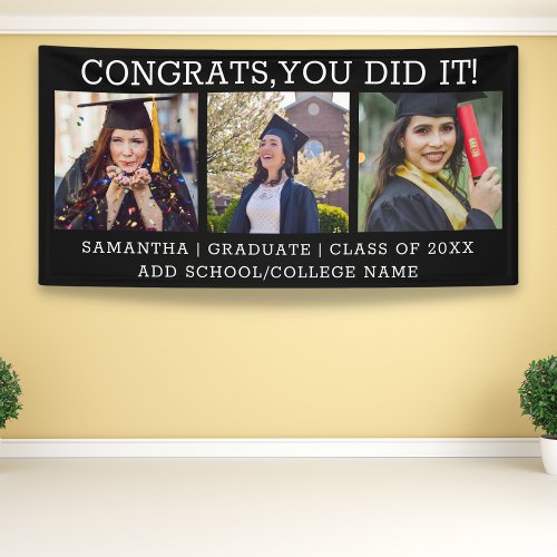3 Photo Collage Congrats Grad 2023 Graduation 4x8 Banner