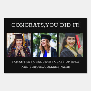 3 Photo Collage Congrats Graduate 2026 Graduation Sign