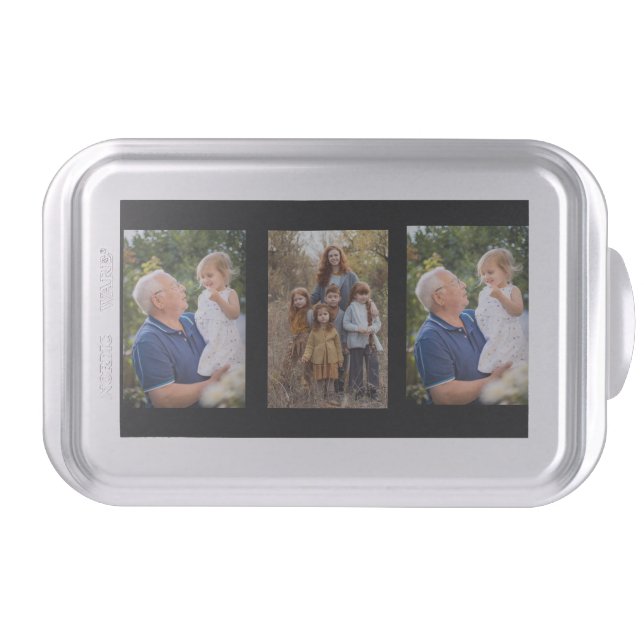 3 Photo Collage custom Cake Pan (Front)