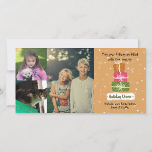 3 Photo Collage Custom Name Christmas Greetings Holiday Card