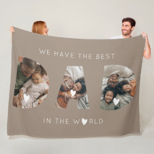3 photo collage dad fleece blanket