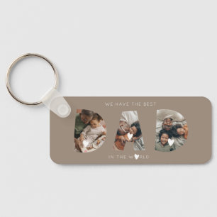 3 photo collage dad keychain