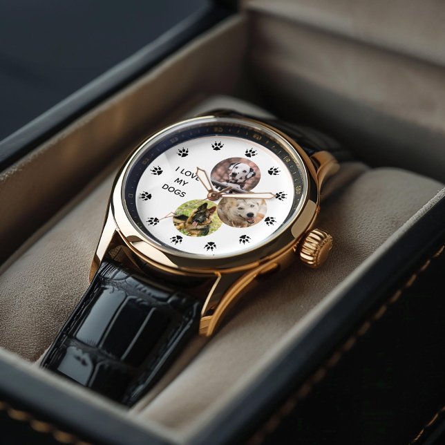 3-Photo Collage Dog Lover Personalized Watch (Inspiration mockup (not actual product))
