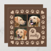 3 Photo Collage Dog Name Brown Heart (Front/Back)
