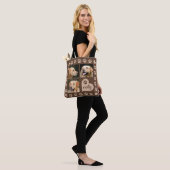3 Photo Collage Dog Name Brown Heart Tote Bag (On Model)