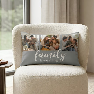 3 Photo Collage Family Personalized Lumbar Pillow