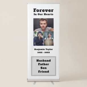 3 Photo Collage Forever In Our Hearts Memorial Retractable Banner