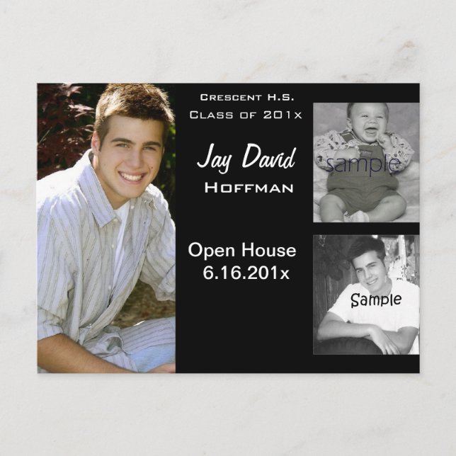 3 photo collage graduation announcement (Front)