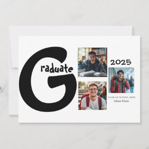 3 photo collage graduation announcement