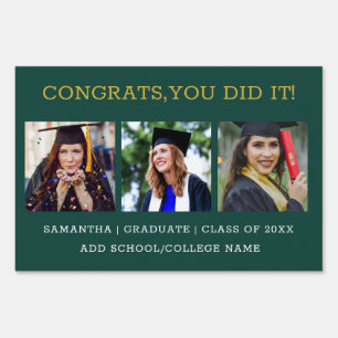 3 Photo Collage Graduation Congrats Graduate Sign