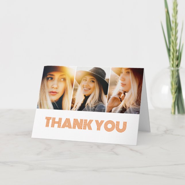 3 Photo Collage Graduation  Thank You Card (Front)