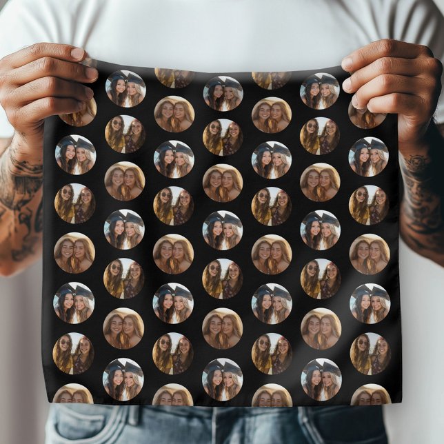 3 Photo Collage Half Brick Pattern - black Circle Bandana (Custom Photo Bandana)