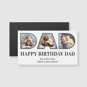 3 Photo Collage Happy Birthday Dad Magnetic Card
